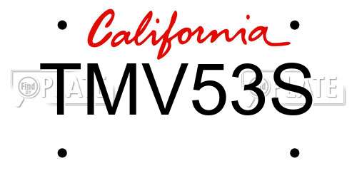 TMV53S California License Plate