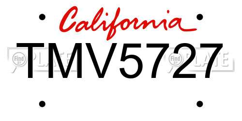 TMV5727 California License Plate