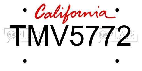 TMV5772 California License Plate