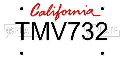TMV732 California License Plate