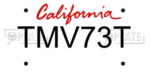 TMV73T California License Plate
