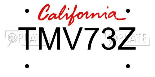 TMV73Z California License Plate