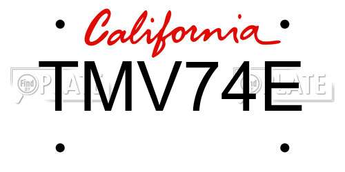 TMV74E California License Plate