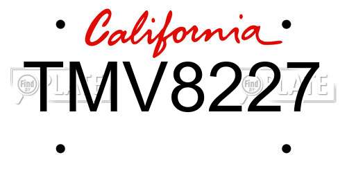 TMV8227 California License Plate