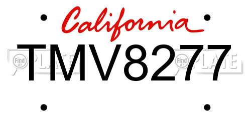 TMV8277 California License Plate