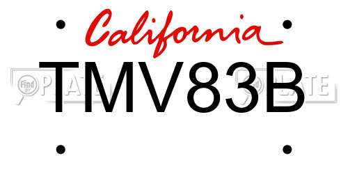 TMV83B California License Plate