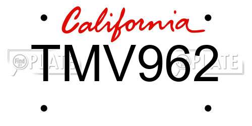 TMV962 California License Plate