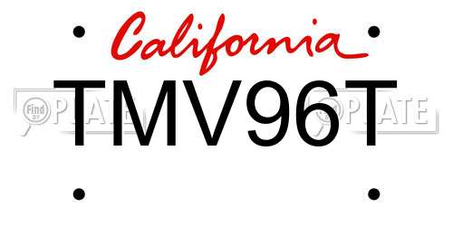 TMV96T California License Plate