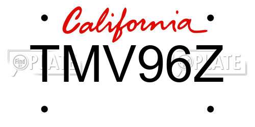 TMV96Z California License Plate