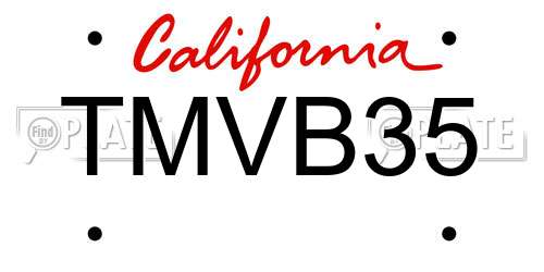 TMVB35 California License Plate