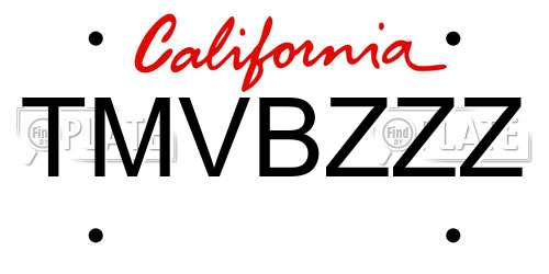 TMVBZZZ California License Plate