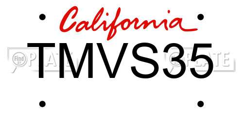 TMVS35 California License Plate