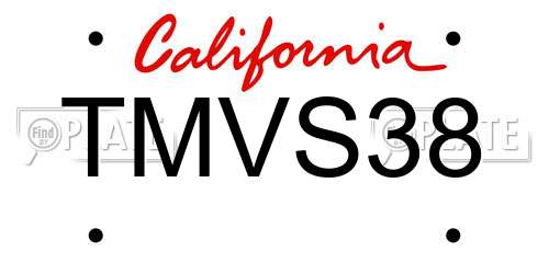 TMVS38 California License Plate