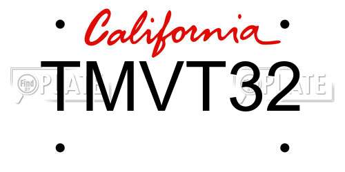 TMVT32 California License Plate