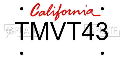 TMVT43 California License Plate