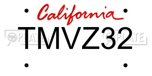 TMVZ32 California License Plate