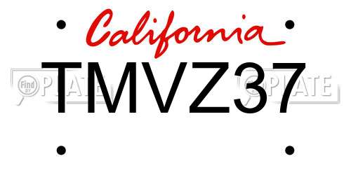 TMVZ37 California License Plate
