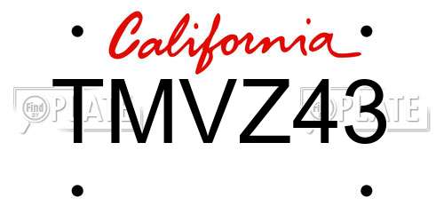 TMVZ43 California License Plate