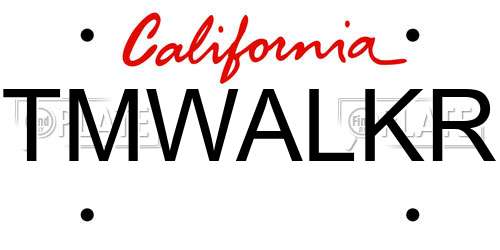 TMWALKR California License Plate