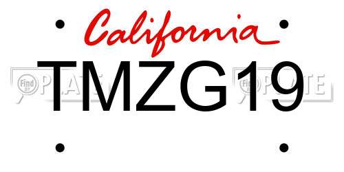 TMZG19 California License Plate