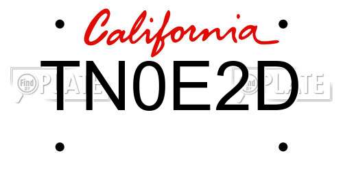 TN0E2D California License Plate