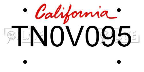 TN0V095 California License Plate
