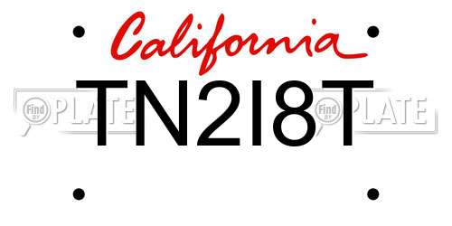 TN2I8T California License Plate