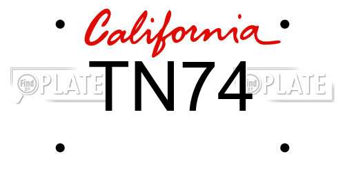 TN74 California License Plate
