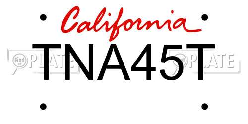 TNA45T California License Plate