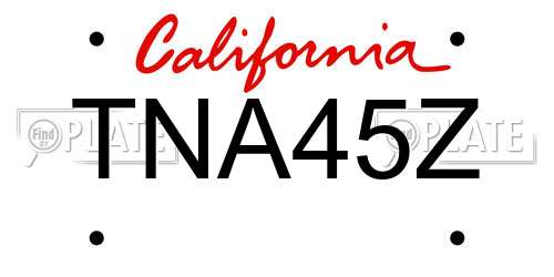TNA45Z California License Plate