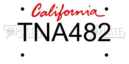 TNA482 California License Plate
