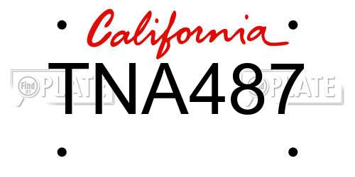 TNA487 California License Plate