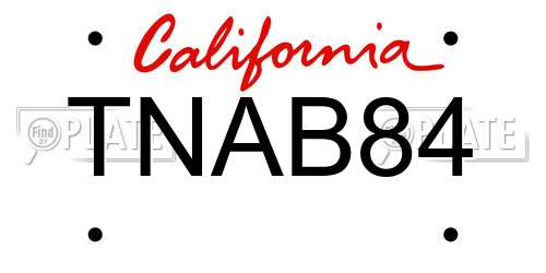 TNAB84 California License Plate