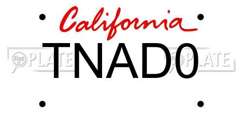 TNAD0 California License Plate