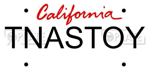 TNASTOY California License Plate