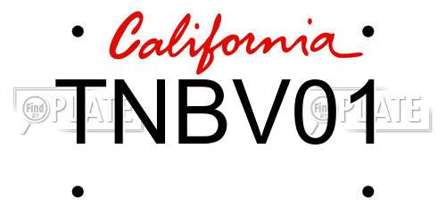 TNBV01 California License Plate
