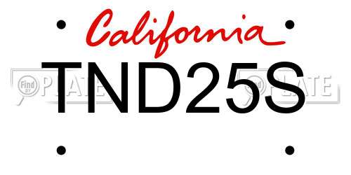 TND25S California License Plate
