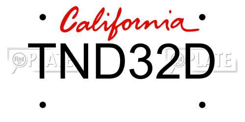 TND32D California License Plate