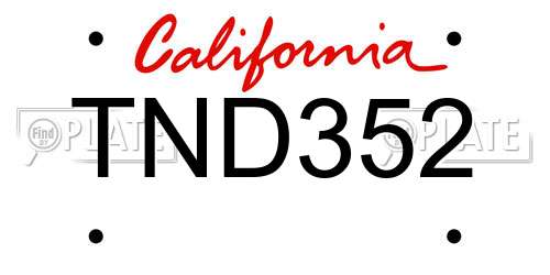 TND352 California License Plate