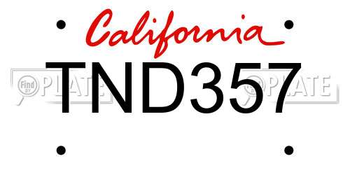 TND357 California License Plate
