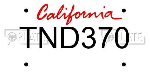TND370 California License Plate