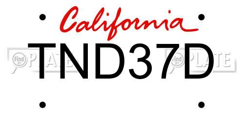 TND37D California License Plate