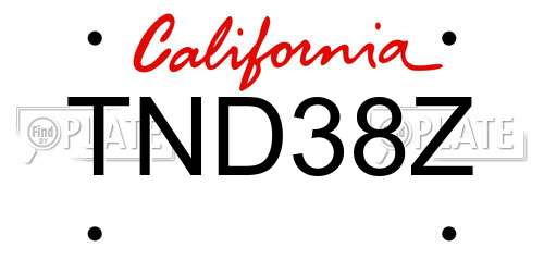 TND38Z California License Plate