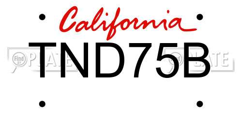TND75B California License Plate