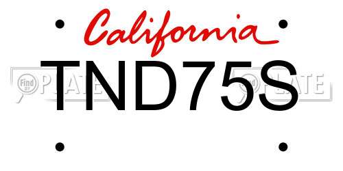 TND75S California License Plate