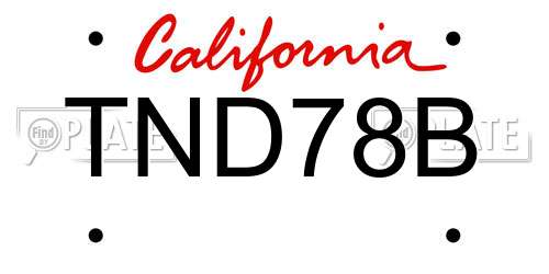 TND78B California License Plate