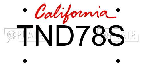 TND78S California License Plate