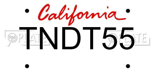 TNDT55 California License Plate