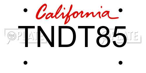 TNDT85 California License Plate