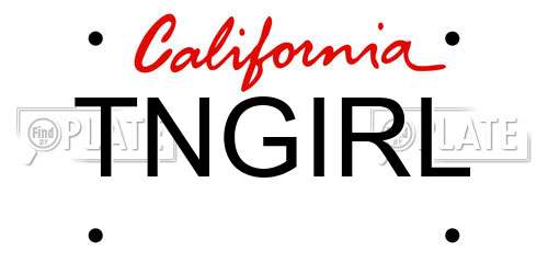 TNGIRL California License Plate
